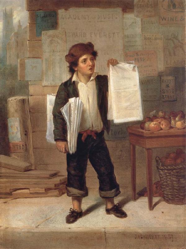 James H. Cafferty Newsboy Selling New-York France oil painting art